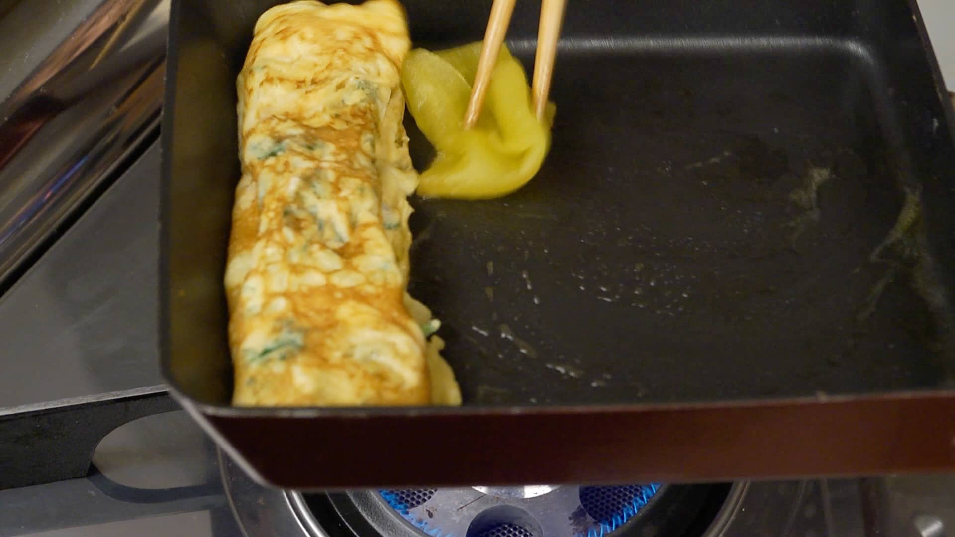 ANGGREK Tamagoyaki con manico in legno Padella giapponese per omelette in ferro 