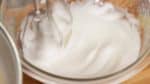 Beat the egg white until it reaches a stiff peak stage. Adding the meringue to the batter will create a fluffy and moist texture.