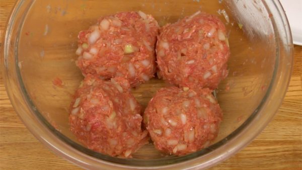 Cool the meat balls in the fridge while preparing the next step.