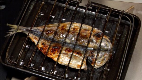 When the skin side gets evenly brown, flip it over. Grill the flesh side until lightly brown. Do not over-grill the fish.
