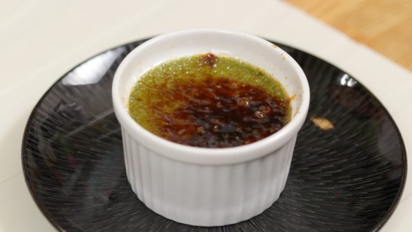 Chill the creme brulee in the fridge for about 10 minutes to give the caramel a crisp and crunchy texture.