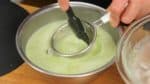 Carefully sieve the remaining matcha powder.