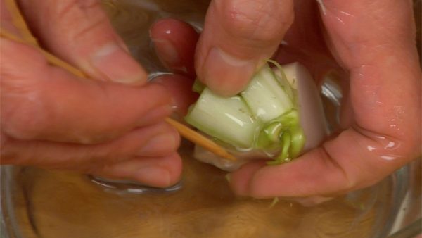 Remove the root end of the turnip. Quarter the turnip and rinse the stem ends thoroughly using a bamboo stick.