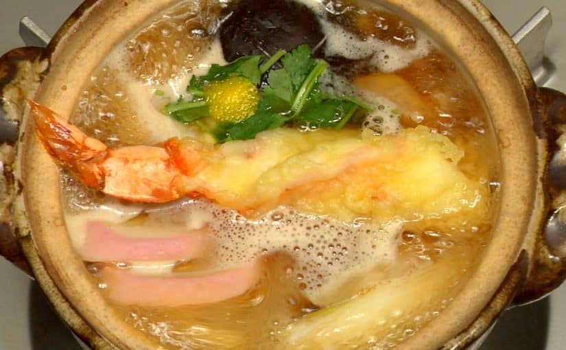 Nabeyaki Udon Noodles Recipe (Udon Hot Pot with Shrimp Tempura and