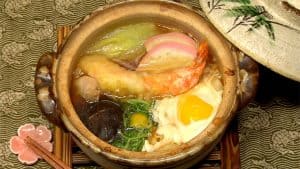 Nabeyaki Udon Noodles Recipe (Udon Hot Pot with Shrimp Tempura and Shiitake Mushrooms)
