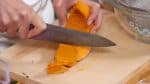 Slice the kabocha into 1cm or half inch slices.