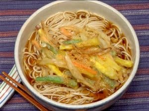 Kakiage Soba Noodles Recipe (Hot Soba with Mixed Vegetable Tempura)