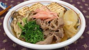 Resep niku dofu( sukiyaki yang bergizi-hidangan yang direbus bersama daging sapi dan tofu)