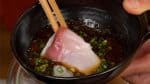 Dip it into the ponzu sauce and enjoy the buri shabu.