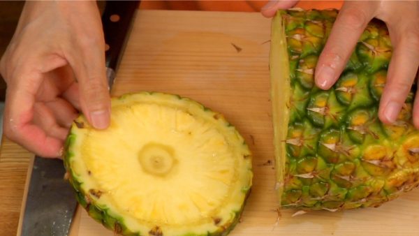 Repeat the process and cut out the rest of the pineapple rings.