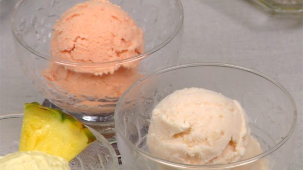 You can also make the watermelon and peach ice cream with the same procedure.