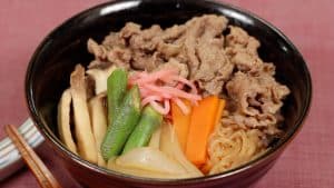 Read more about the article Vegetable Gyudon Recipe (Beef Bowl with Vegetables and Mushroom)