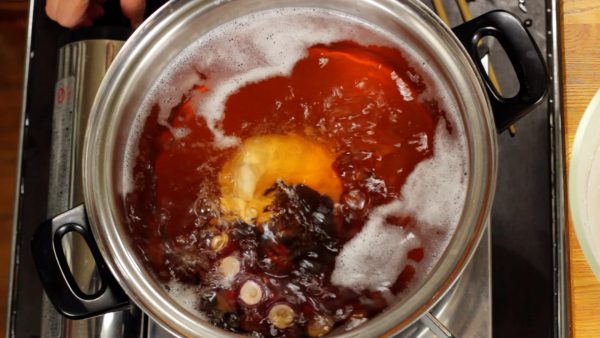 When the water begins to boil again, cook for about 3 more minutes. The inside should be half-cooked so avoid overcooking it otherwise it becomes very tough.