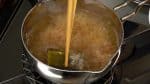 Simmer for 5 minutes, turn off the burner and remove the kombu seaweed.