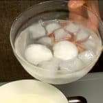 Boil about 6 minutes and place the eggs into ice water.