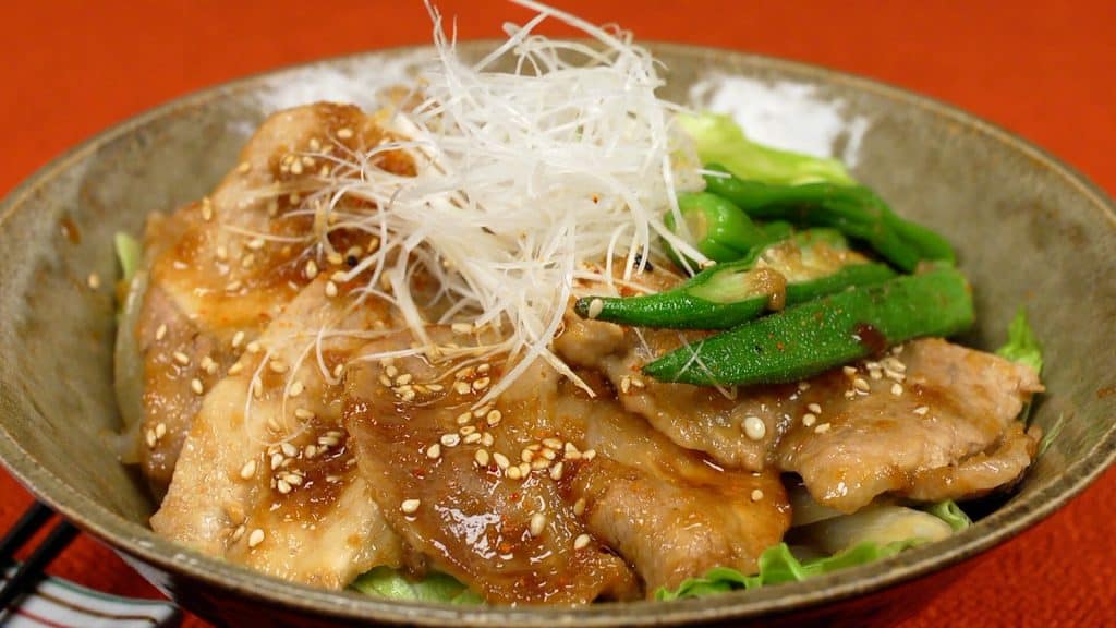 You are currently viewing Sommerliches Butadon Rezept (Teriyaki-Schwein auf Reis mit Gemüse) Donburi