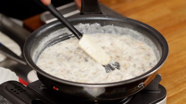 Continue stirring on medium-high heat until the mixture thickens.
