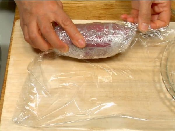 Tightly wrap it again with plastic wrap to prevent the water from evaporating.
