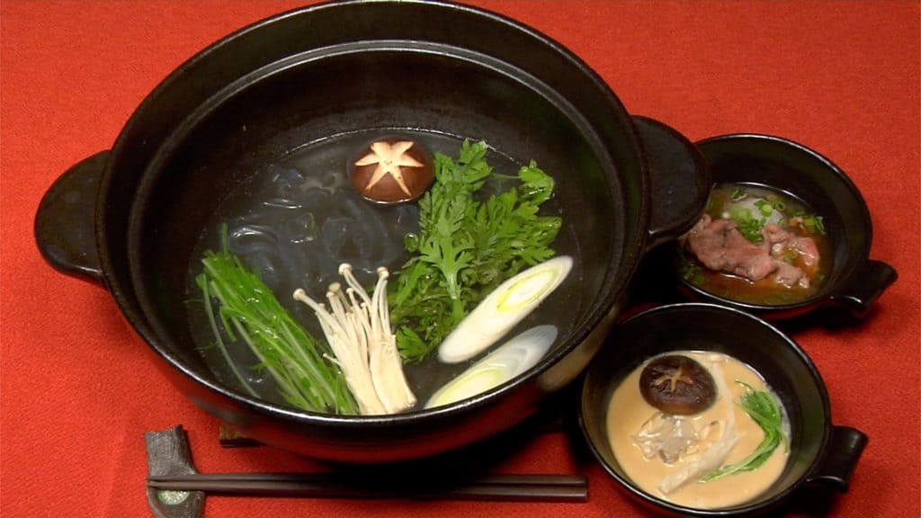 Shabu Shabu with 2 Types of Dipping Sauces and Egg-Drop Zosui