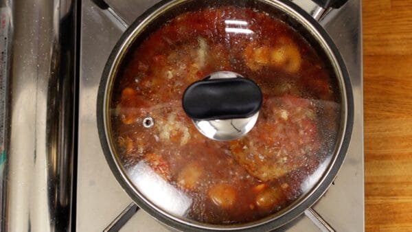 Cover tightly and simmer for 5 to 6 minutes on low heat.