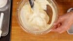 The milk should be thickened in this way before adding it to the batter, so that it blends easily and quickly.